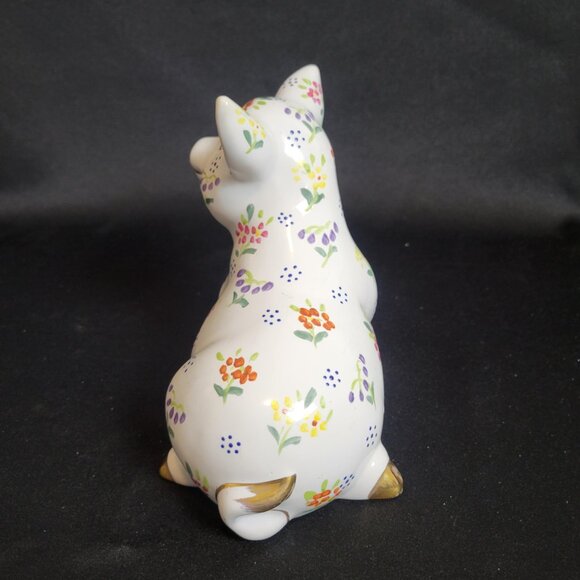 Vintage Formalities Baum Bros Pig Figurine Hand Painted Flowers Gold Trim Cottag - Picture 4 of 8